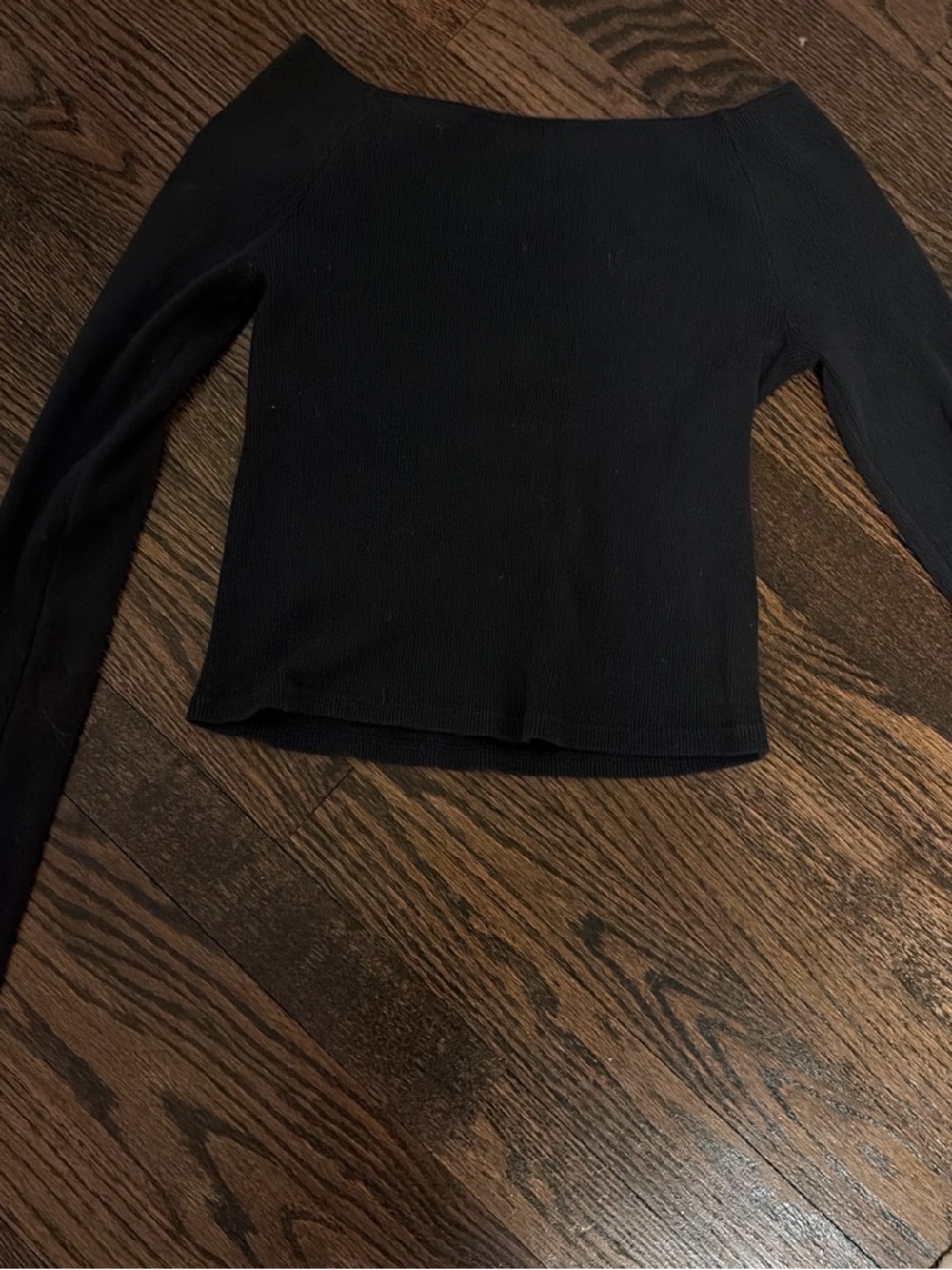 Brandy Melville Black Off-the-Shoulder Ribbed Top